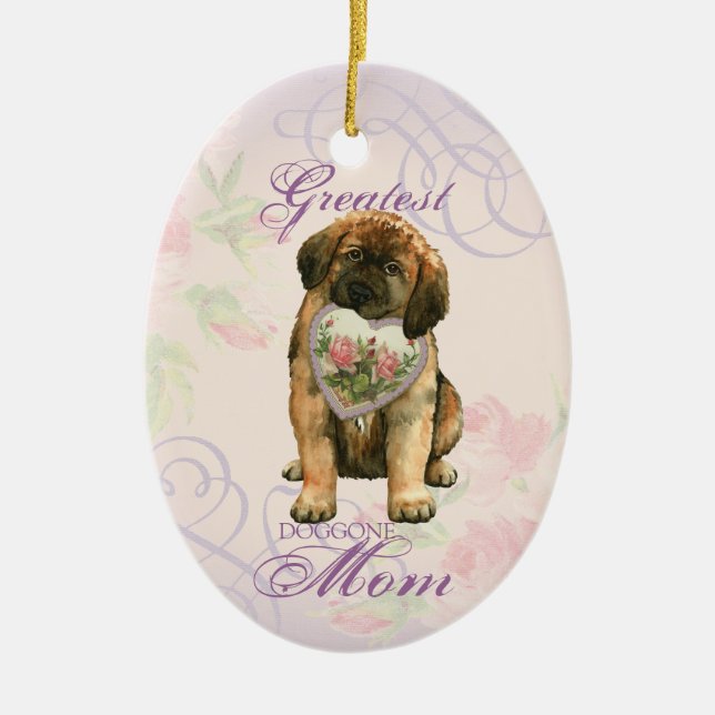 Leonberger Heart Mama Keramik Keramik Ornament (Vorne)