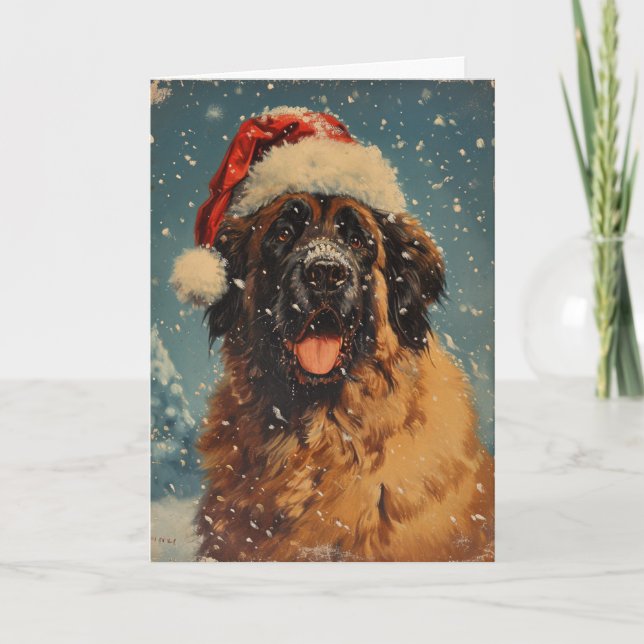 Leonberger Hund Vintag personalisierte Weihnachten (Vorderseite)