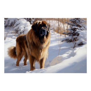 Leonberger Lass es schneien Weihnachten Poster