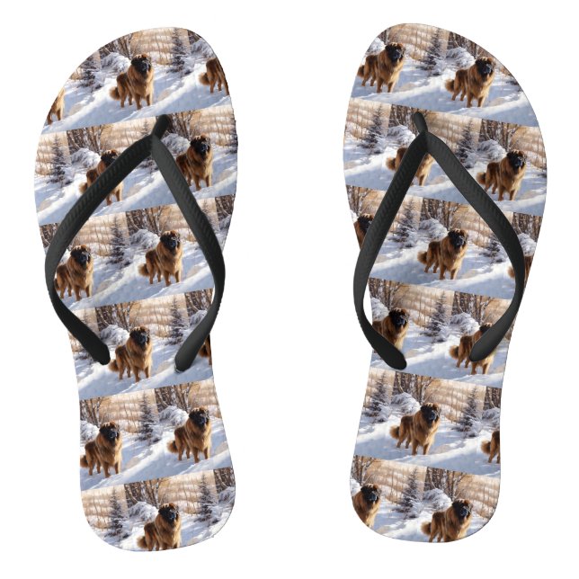 Leonberger lässt es Weihnachten schneien Flip Flops (Fußbett)