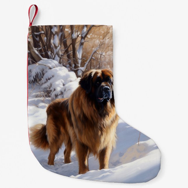 Leonberger lässt es Weihnachten schneien Kleiner Weihnachtsstrumpf (Vorderseite)