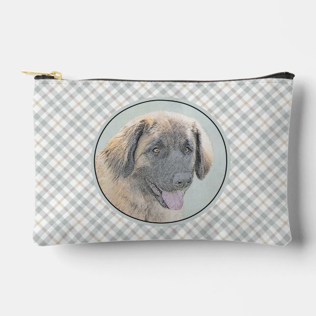 Leonberger Malerei Leo Niedlich Original Haustier  Zubehörtasche (Vorderseite)