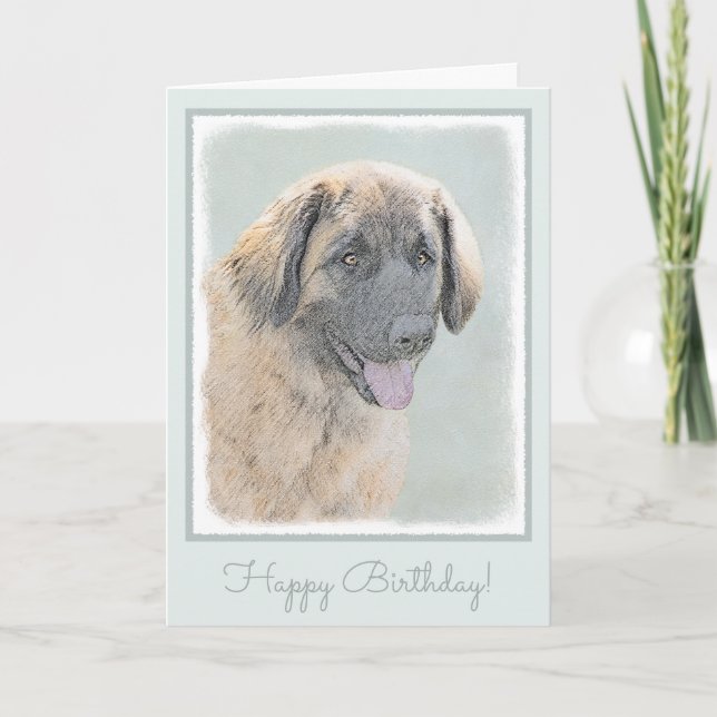 Leonberger Malerei - Niedliche Hundekunst Karte (Vorderseite)
