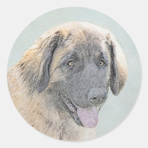 Leonberger Malerei - Niedliche Hundekunst Runder Aufkleber