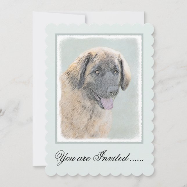 Leonberger Malerei - Niedliche Original Hundeschul Einladung (Vorderseite)