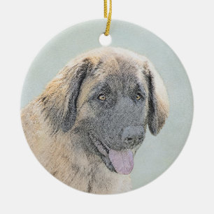 Leonberger Malerei - Niedliche Original Hundeschul Keramik Ornament