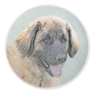 Leonberger Malerei - Niedliche Original Hundeschul Keramikknauf