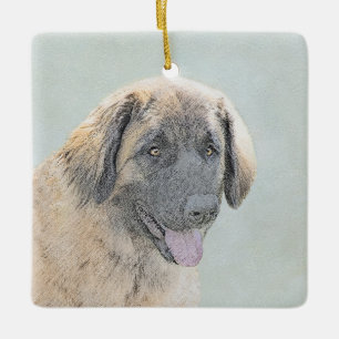 Leonberger Malerei - Niedliche Original Hundeschul Keramikornament