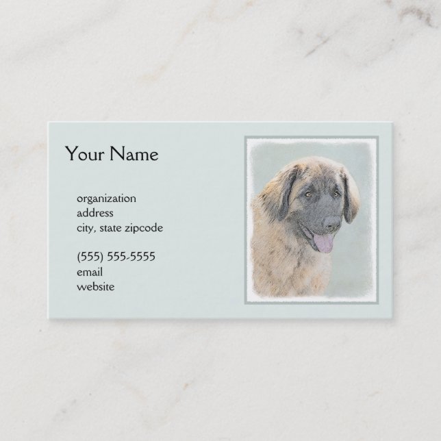 Leonberger Malerei - Niedliche Original Hundeschul Visitenkarte (Vorderseite)