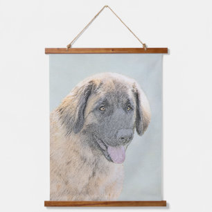 Leonberger Malerei - Niedliche Original Hundeschul Wandteppich Mit Holzrahmen