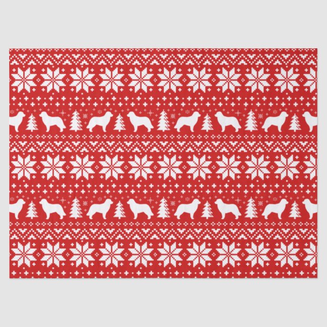 Leonberger Silhouette-Weihnachtsmuster-Rot Seidenpapier (Vorderseite)