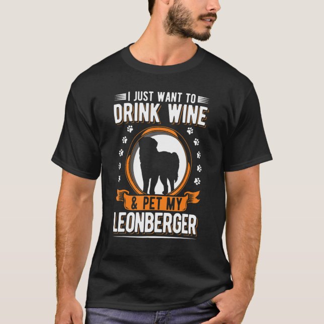 Leonberger und Wein T-Shirt (Vorderseite)