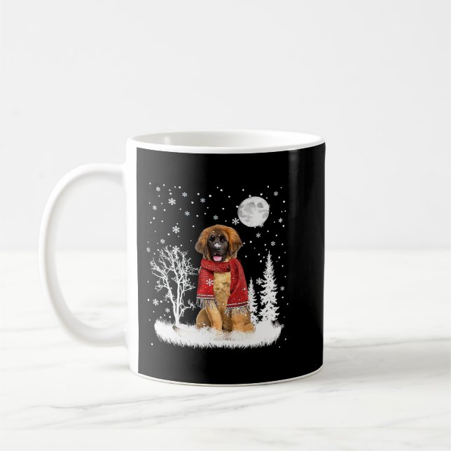 Leonberger unter Mondlicht Schnee Weihnachten Paja Kaffeetasse (Links)