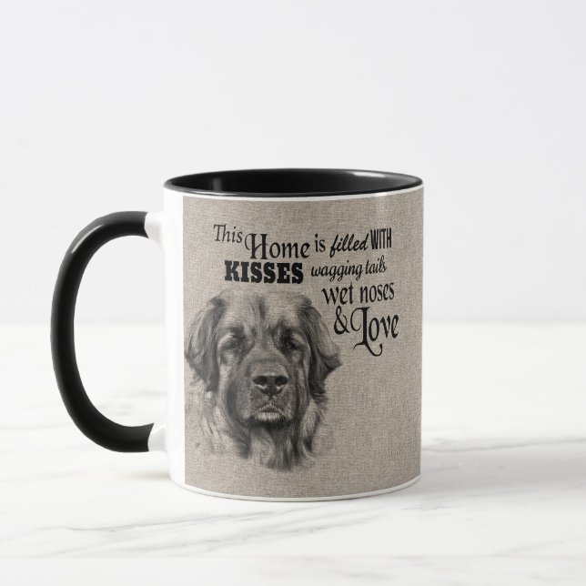 Leonberger Vintages Porträt niedliches Zitat Tasse (Links)