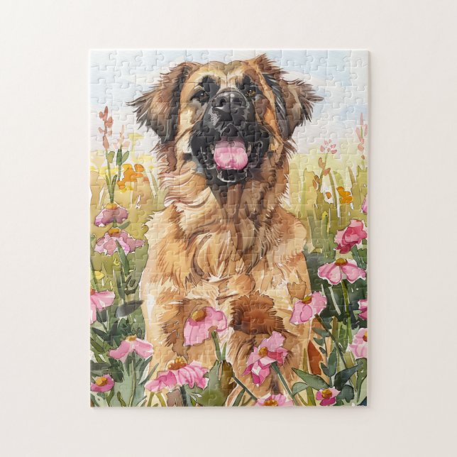 Leonberger Wasserfarben-Puzzle (Vertikal)