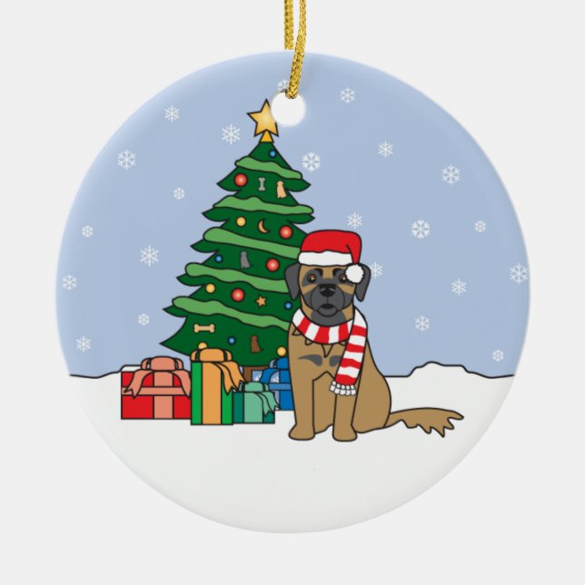 Leonberger Weihnachtsverzierung Keramikornament (Vorne)
