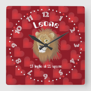 Leone 23 luglio al 22 agosto Orologio Quadratische Wanduhr