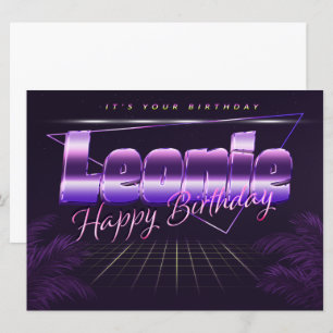 Leonie Nom Prénom lila retro Carte Anniversaire