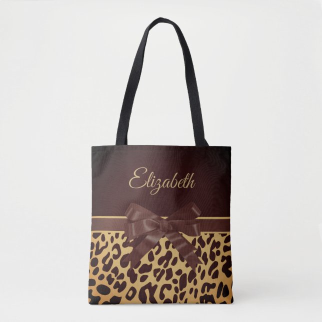 Leopar Print Black Bow Tasche (Vorderseite)