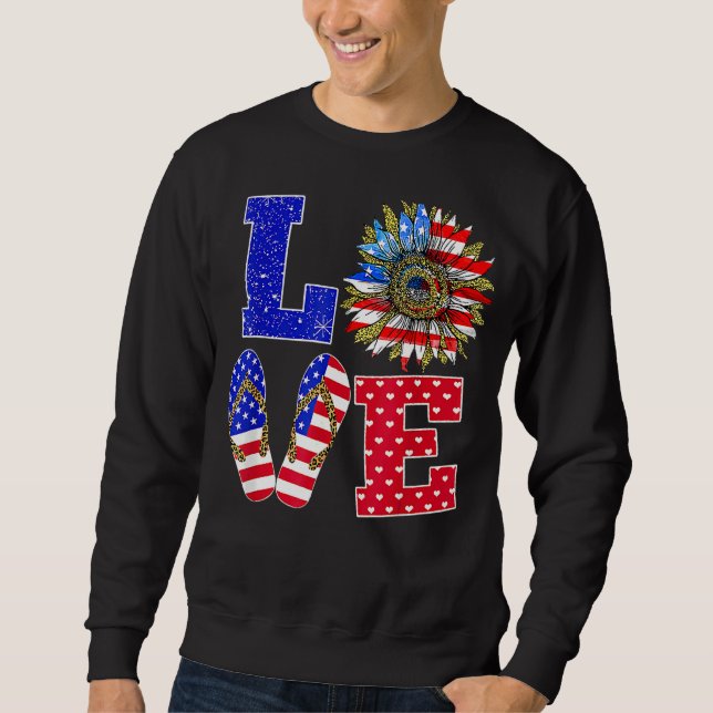 Leopard 4. Juli Liebe Sunflower Patriotic Ameri Sweatshirt (Vorderseite)