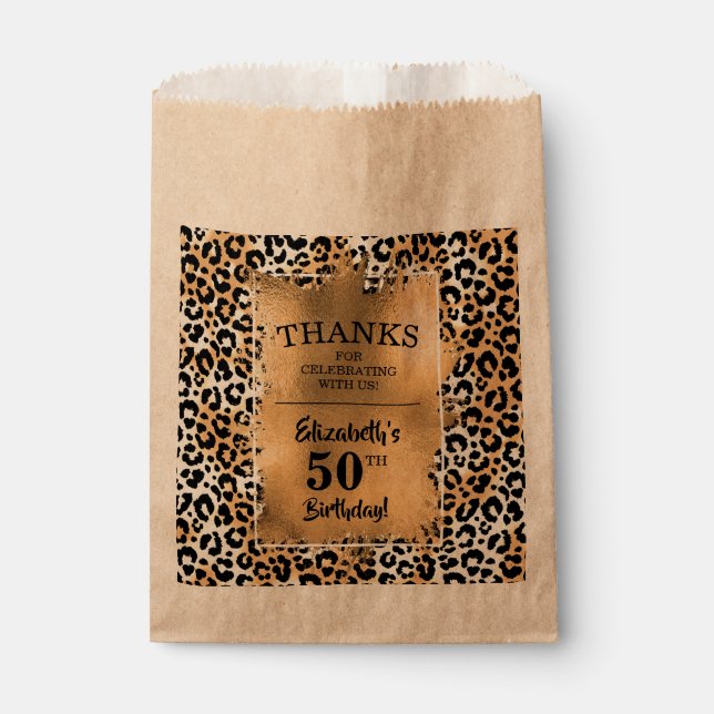 Leopard 50. Geburtstagspartei Kraft Geschenktütchen (Vorderseite)