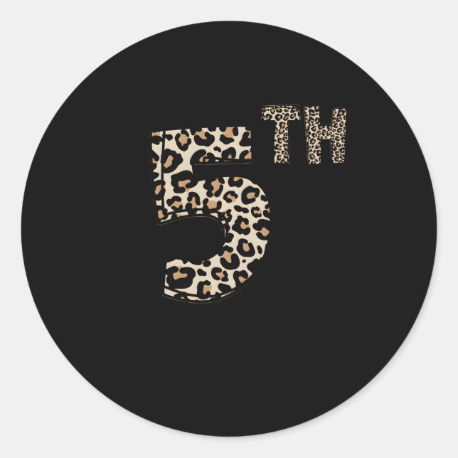 Leopard 5th Grade Lehrer Student Fünfte Klasse Tea Runder Aufkleber (Vorderseite)
