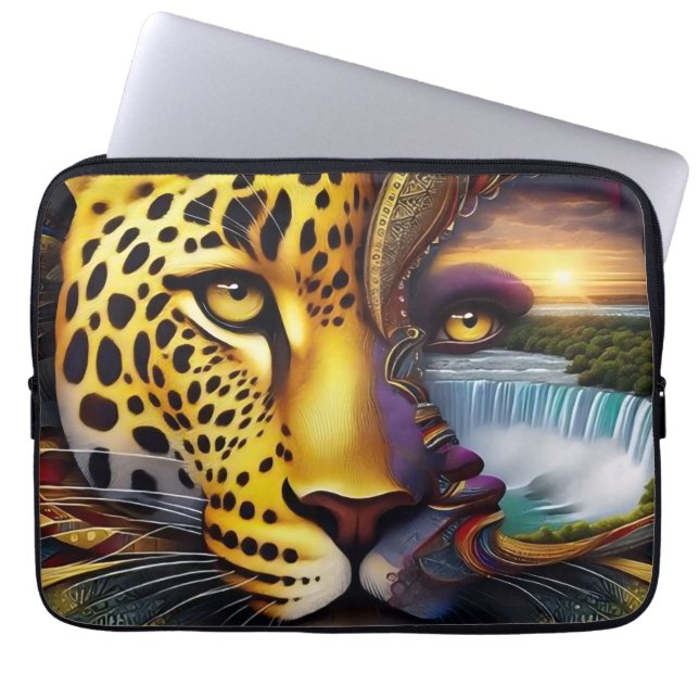 Leopard-Abstrakte Kunst Laptopschutzhülle (Vorderseite)