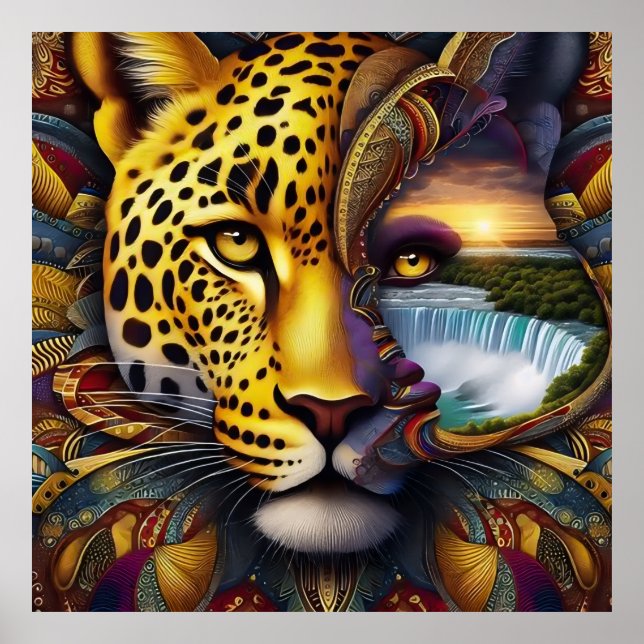 Leopard Abstrakte Kunst Poster (Vorne)