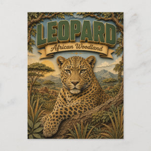 Leopard Afrikanisches Waldland POPCUT Postkarte