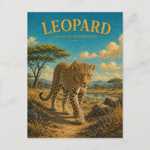 Leopard-Akazien-Wald Wasserfarben GeoSaga Postkarte