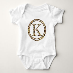 Leopard-Alphabet K Baby Strampler