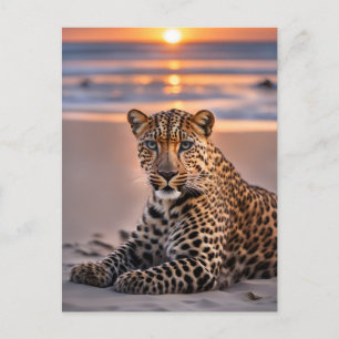 Leopard am Strand Feiertagspostkarte