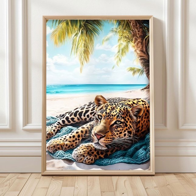 Leopard am Strand Poster Leopard Wandkunst Küste (Von Creator hochgeladen)