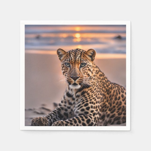 Leopard am Strand Serviette (Vorderseite)