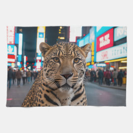 Leopard am Times Square Geschirrtuch