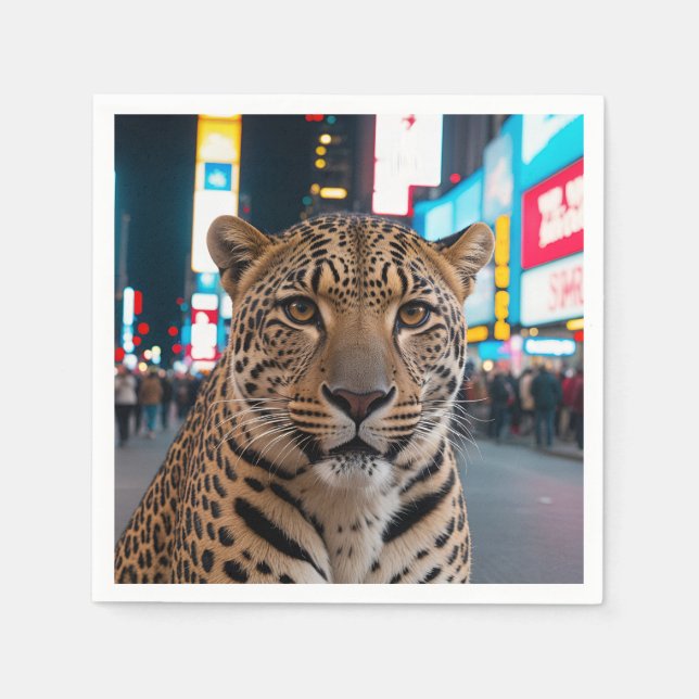 Leopard am Times Square Serviette (Vorderseite)