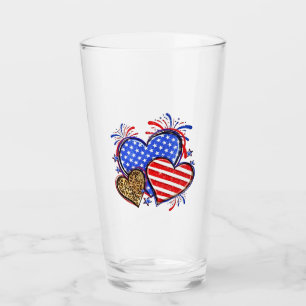 Leopard American Flag Herz 4. Juli USA Glas