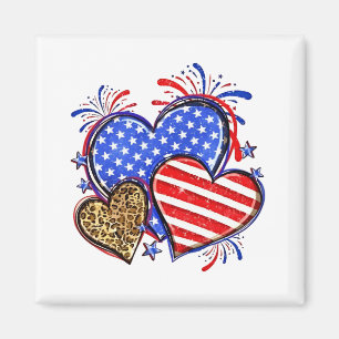 Leopard American Flag Herz 4. Juli USA Magnet