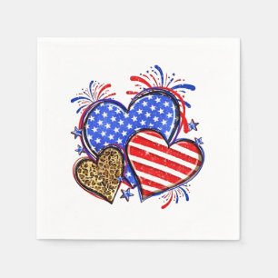 Leopard American Flag Herz 4. Juli USA Serviette