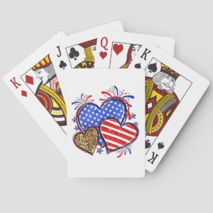Leopard American Flag Herz 4. Juli USA Spielkarten