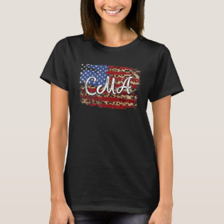 Leopard-Amerikanische-Flagge-CMA-Krankenschwester- T-Shirt