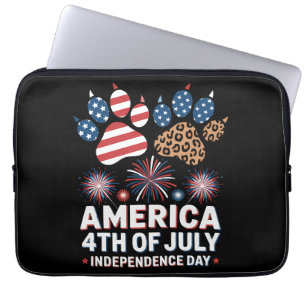 Leopard Amerikanische Flagge Herzen Süß 4. Juli Laptopschutzhülle