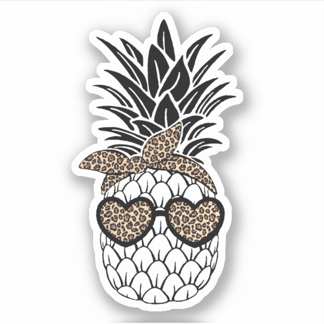 Leopard Ananas Sonnenbrille Aloha Beaches Hawaii Aufkleber (Vorderseite)