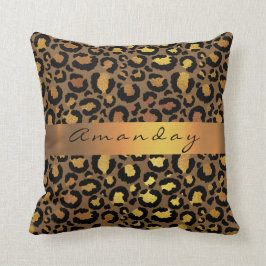 Leopard Animal Black Lux Gold Stripname Africa Kissen