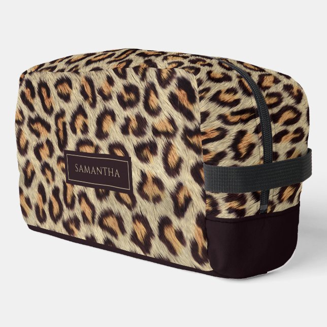Leopard Animal Pattern Individuelle Name Waschbeutel (Linke Seite)