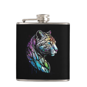 Leopard Animal Portrait Gestaltete Glas Naturschut Flachmann