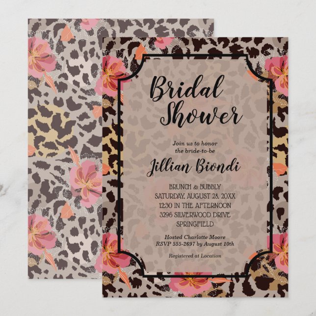 Leopard Animal Print Brautparty Einladung (Vorne/Hinten)