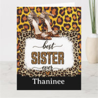 Leopard Animal Print Card for Sister - Stilvoll