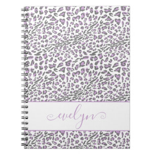 Leopard Animal Print Cream Lilac Grau Personalisie Notizblock
