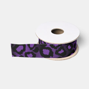 Leopard Animal Print   Dunkel Lila Ripsband